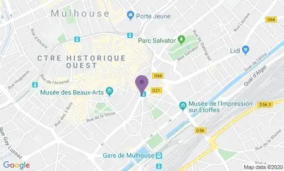 Localisation BNP Paribas Agence de Mulhouse République