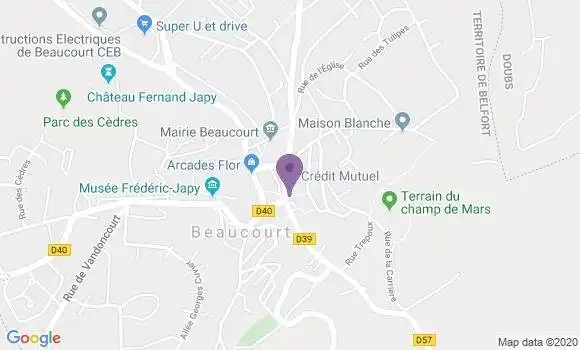 Localisation BNP Paribas Agence de Beaucourt