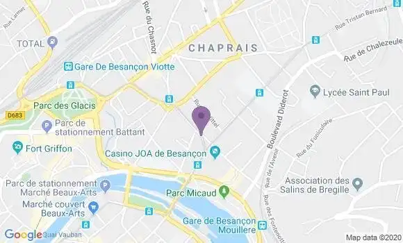 Localisation BNP Paribas Agence de Besançon Flore