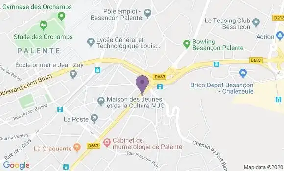 Localisation BNP Paribas Agence de Besançon Palente