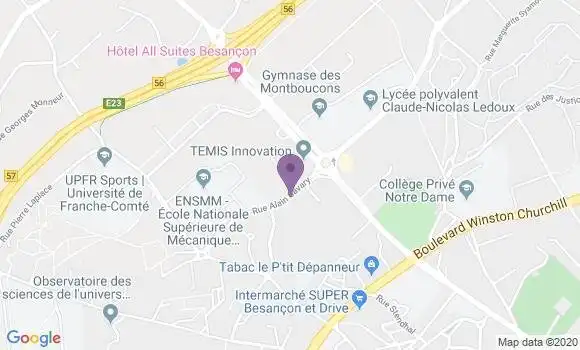 Localisation BNP Paribas Agence de Besançon Temis