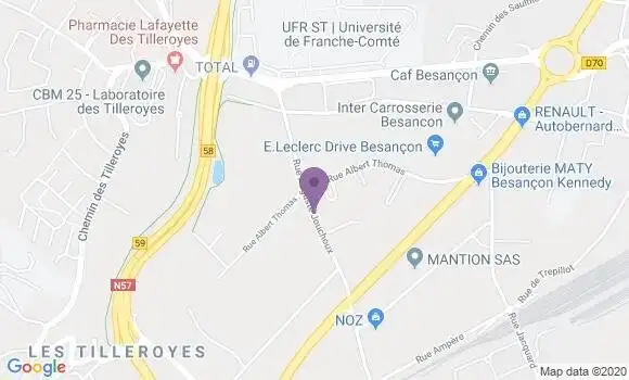 Localisation BNP Paribas Agence de Besançon Trépillot