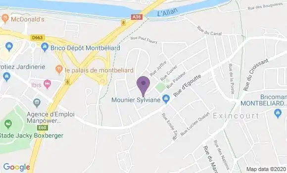 Localisation BNP Paribas Agence de Montbéliard