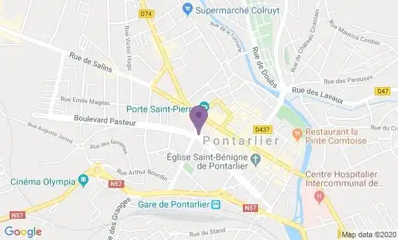 Localisation BNP Paribas Agence de Pontarlier