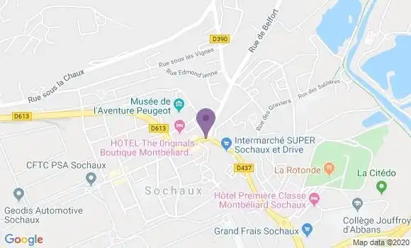 Localisation BNP Paribas Agence de Sochaux