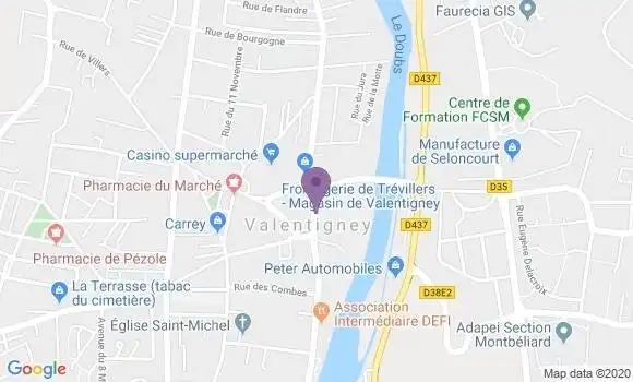 Localisation BNP Paribas Agence de Valentigney