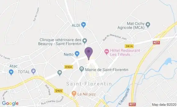 Localisation BNP Paribas Agence de Saint Florentin