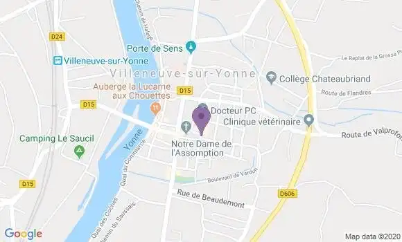 Localisation BNP Paribas Agence de Villeneuve sur Yonne
