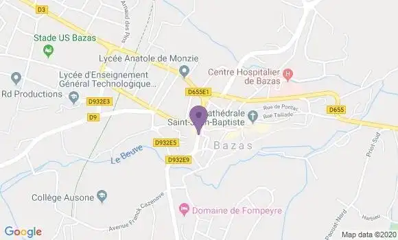 Localisation BNP Paribas Agence de Bazas
