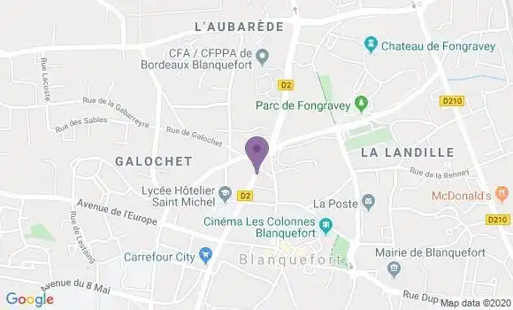 Localisation BNP Paribas Agence de Blanquefort