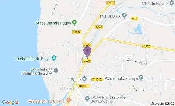 Localisation BNP Paribas Agence de Blaye