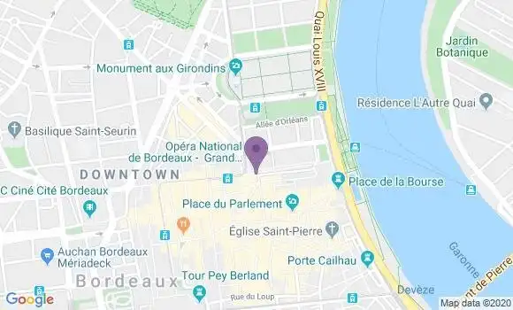 Localisation BNP Paribas Agence de Bordeaux Chapeau Rouge
