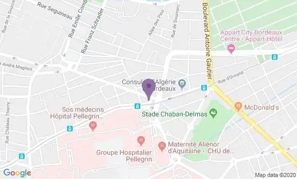 Localisation BNP Paribas Agence de Bordeaux Pellegrin