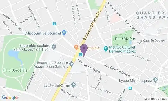 Localisation BNP Paribas Agence de Bordeaux Tivoli
