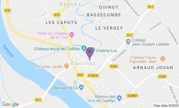 Localisation BNP Paribas Agence de Cadillac sur Garonne