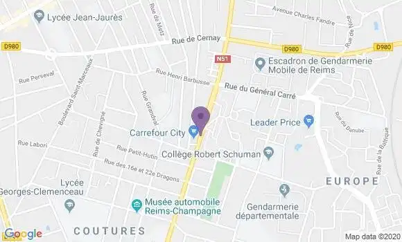 Localisation LCL Agence de Reims Europe