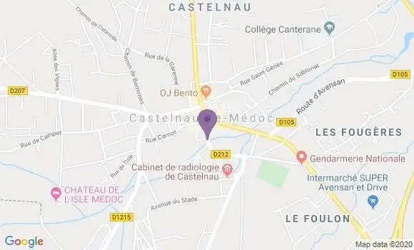Localisation BNP Paribas Agence de Castelnau de Médoc