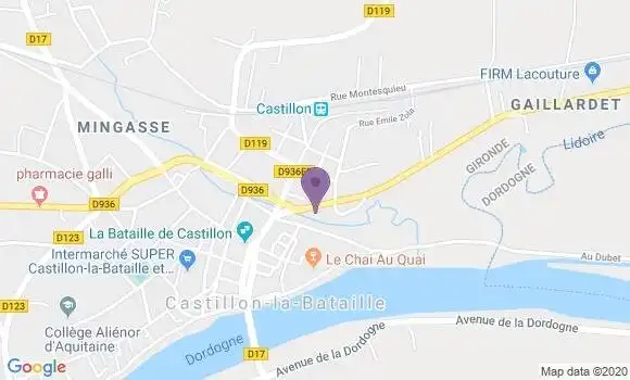 Localisation BNP Paribas Agence de Castillon la Bataille