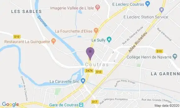 Localisation BNP Paribas Agence de Coutras