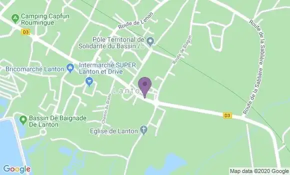 Localisation BNP Paribas Agence de Lanton