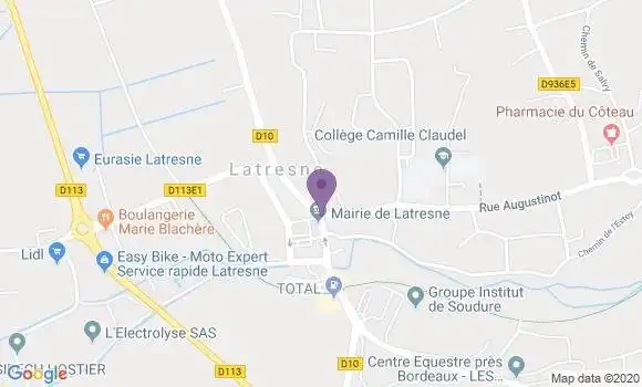 Localisation BNP Paribas Agence de Latresne