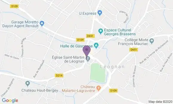 Localisation BNP Paribas Agence de Léognan