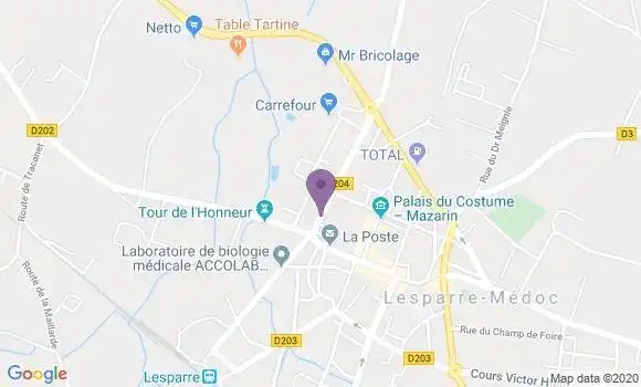 Localisation BNP Paribas Agence de Lesparre Médoc