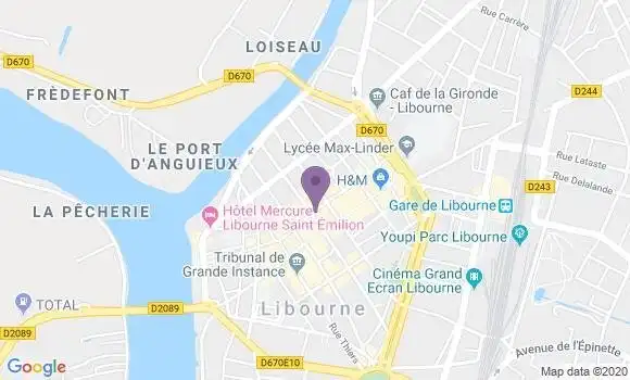 Localisation BNP Paribas Agence de Libourne