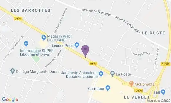 Localisation BNP Paribas Agence de Libourne Charles de Gaulle