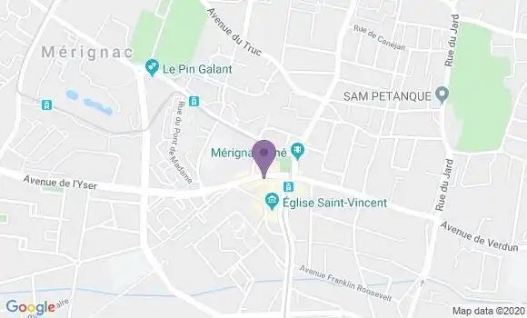 Localisation BNP Paribas Agence de Mérignac