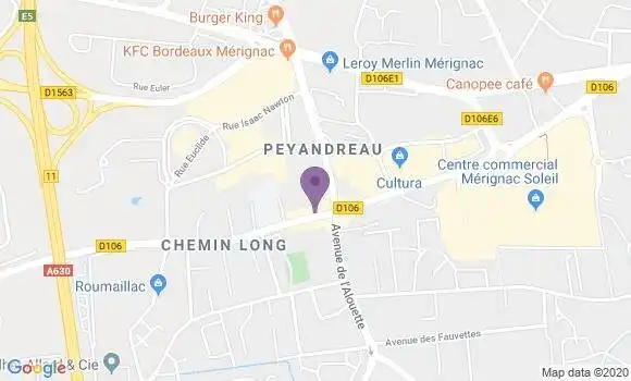 Localisation BNP Paribas Agence de Mérignac Chemin Long