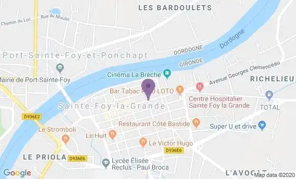 Localisation BNP Paribas Agence de Sainte Foy la Grande
