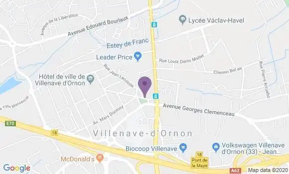 Localisation BNP Paribas Agence de Villenave d