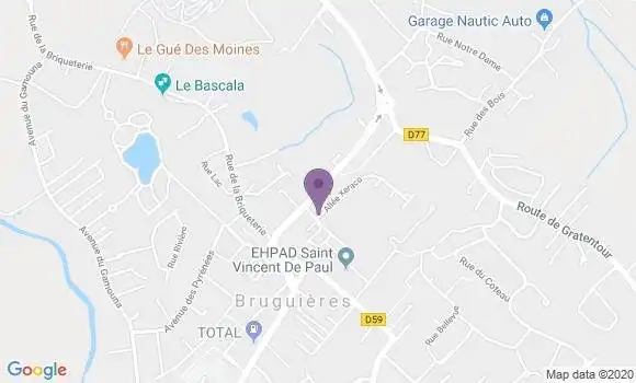 Localisation BNP Paribas Agence de Bruguières
