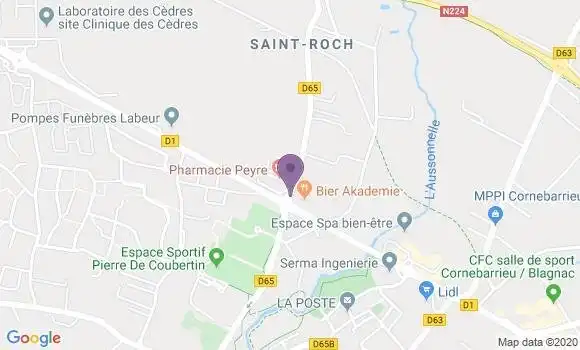 Localisation BNP Paribas Agence de Cornebarrieu