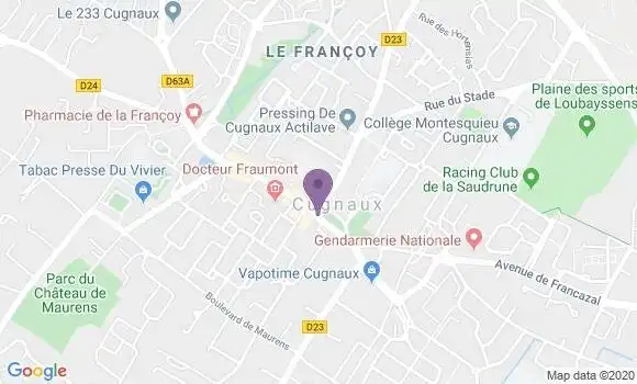 Localisation BNP Paribas Agence de Cugnaux