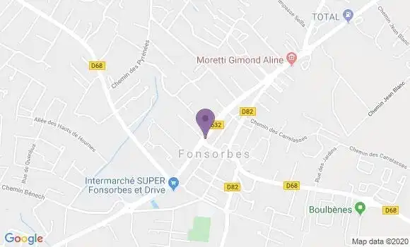 Localisation BNP Paribas Agence de Fonsorbes