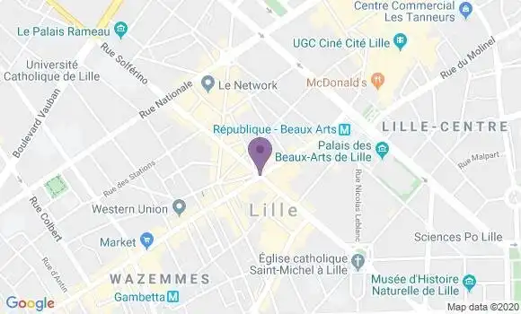 Localisation LCL Agence de Lille Gambetta
