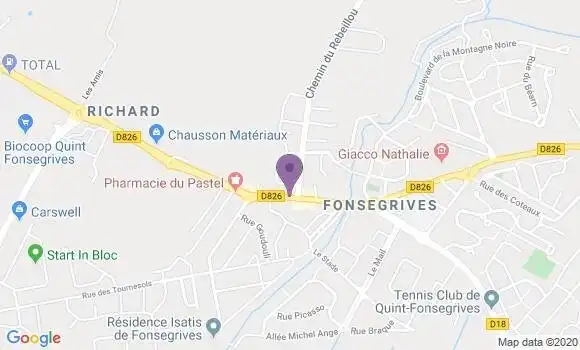 Localisation BNP Paribas Agence de Quint Fonsegrives