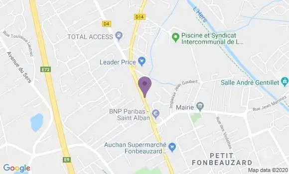 Localisation BNP Paribas Agence de Saint Alban