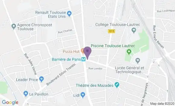 Localisation BNP Paribas Agence de Toulouse Barrière de Paris
