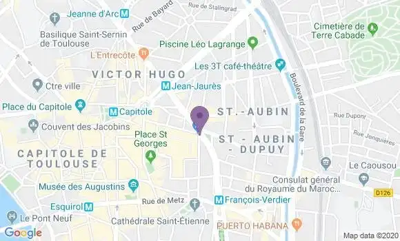Localisation BNP Paribas Agence de Toulouse Carnot