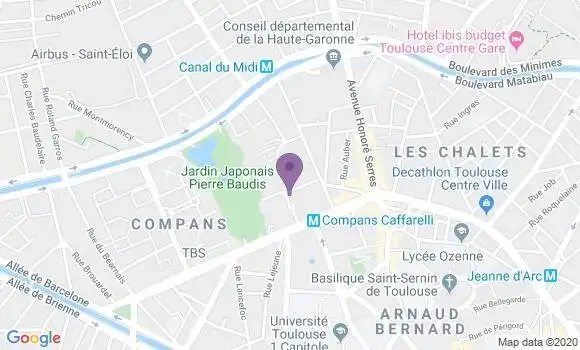 Localisation BNP Paribas Agence de Toulouse Compans Caffarelli