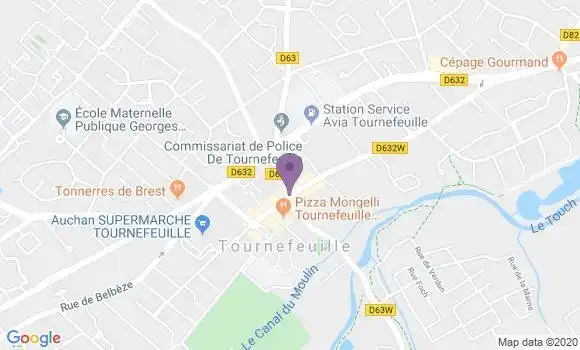 Localisation BNP Paribas Agence de Tournefeuille