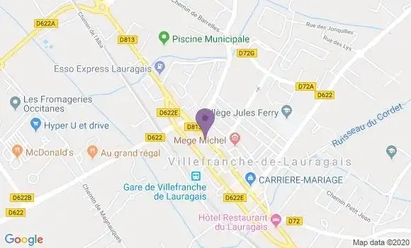 Localisation BNP Paribas Agence de Villefranche de Lauragais