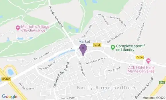 Localisation BNP Paribas Agence de Bailly Romainvilliers