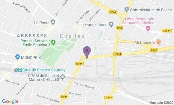 Localisation BNP Paribas Agence de Chelles Aulnoy