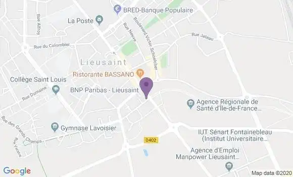 Localisation BNP Paribas Agence de Lieusaint