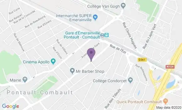 Localisation BNP Paribas Agence de Pontault Combault Gare