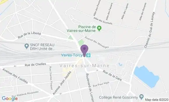 Localisation BNP Paribas Agence de Vaires sur Marne